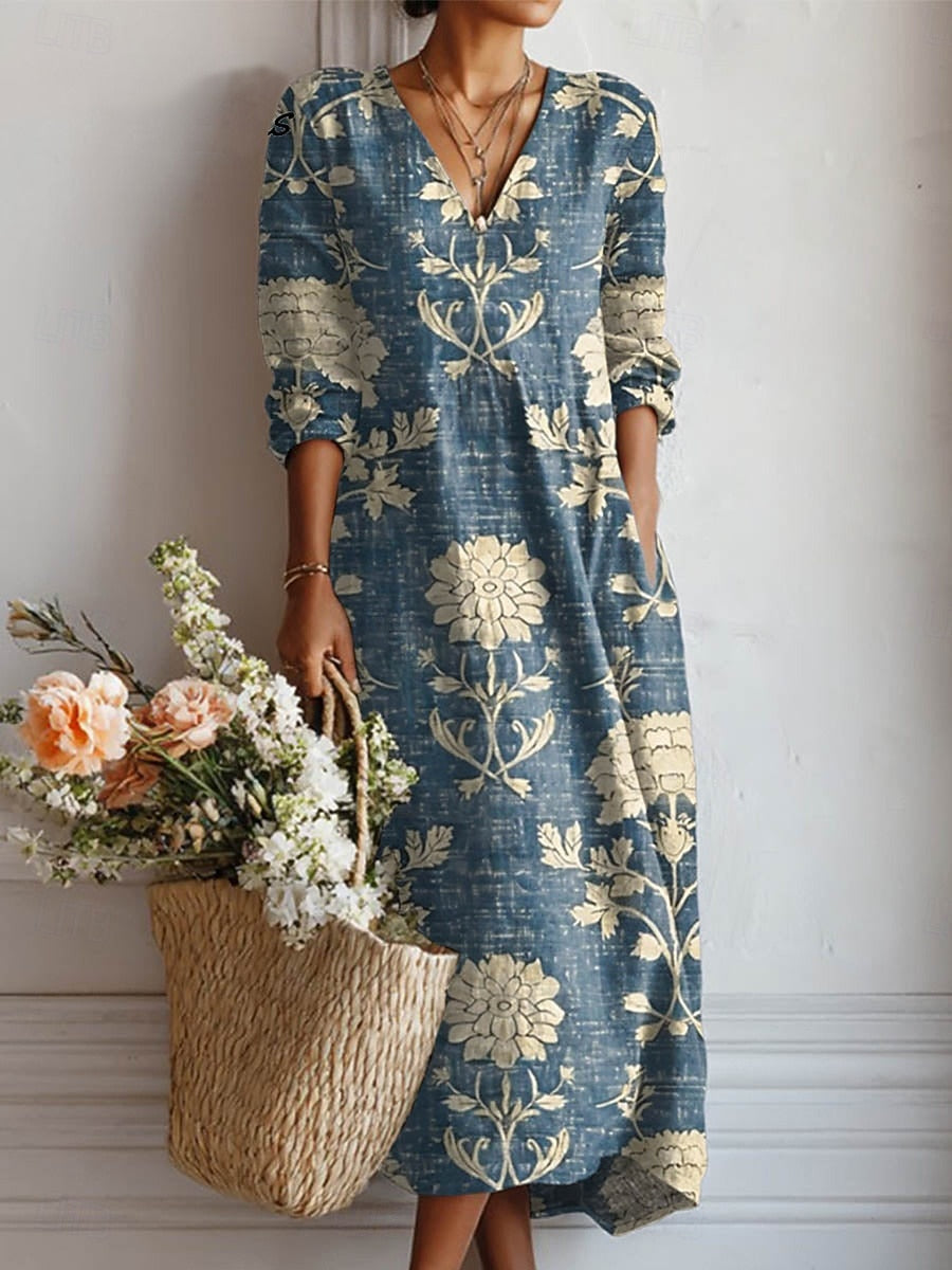 Damenkleid mit Taschen | Bequemes Freizeitkleid für jeden Tag | Lockere Passform & Atmungsaktives Material für Frauen