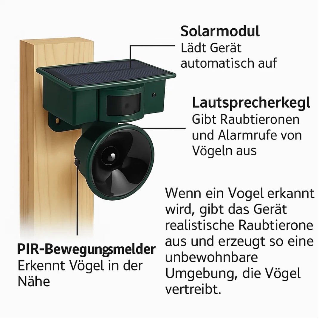 Vogelabwehr Gerät für Balkon und Garten gegen Tauben