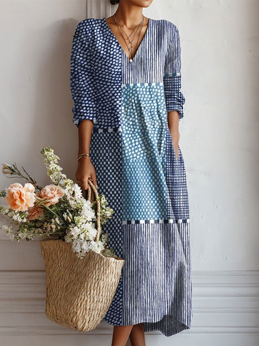 Women's dress with pockets - Comfortable everyday dress with loose fit - Breathable and wrinkle-free casual dress