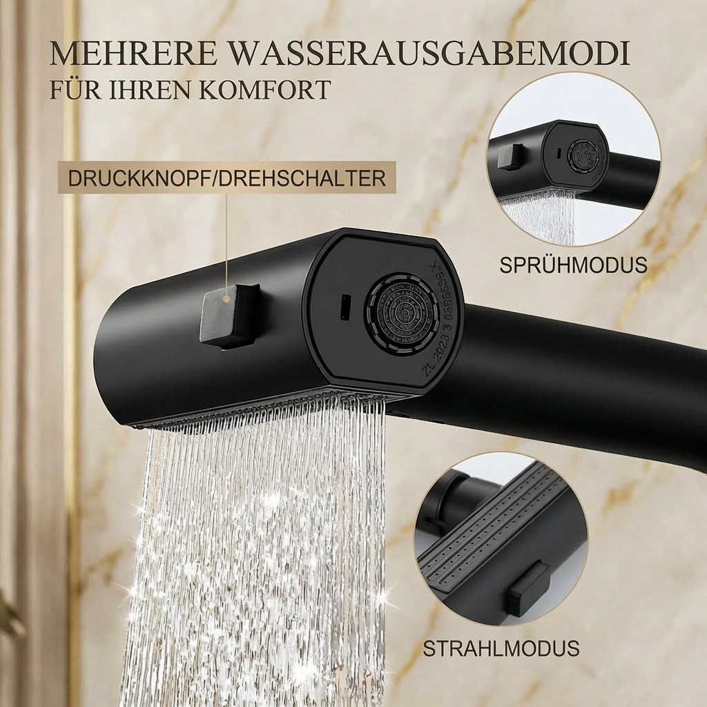 Flexibler Wasserhahn mit LED-Temperaturanzeige und 5 Strahlmodi – moderne Küchen- und Badarmatur