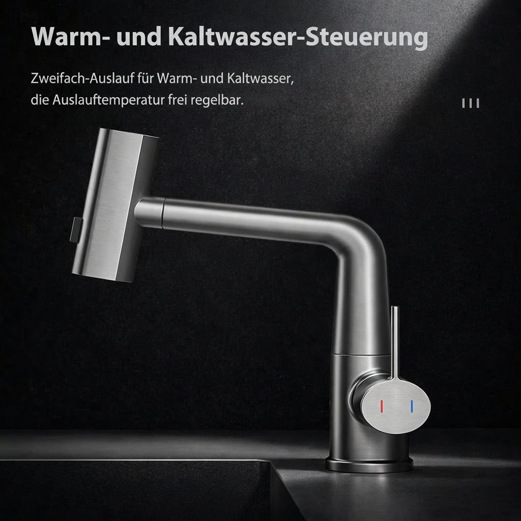 Flexibler Wasserhahn mit LED-Temperaturanzeige und 5 Strahlmodi – moderne Küchen- und Badarmatur