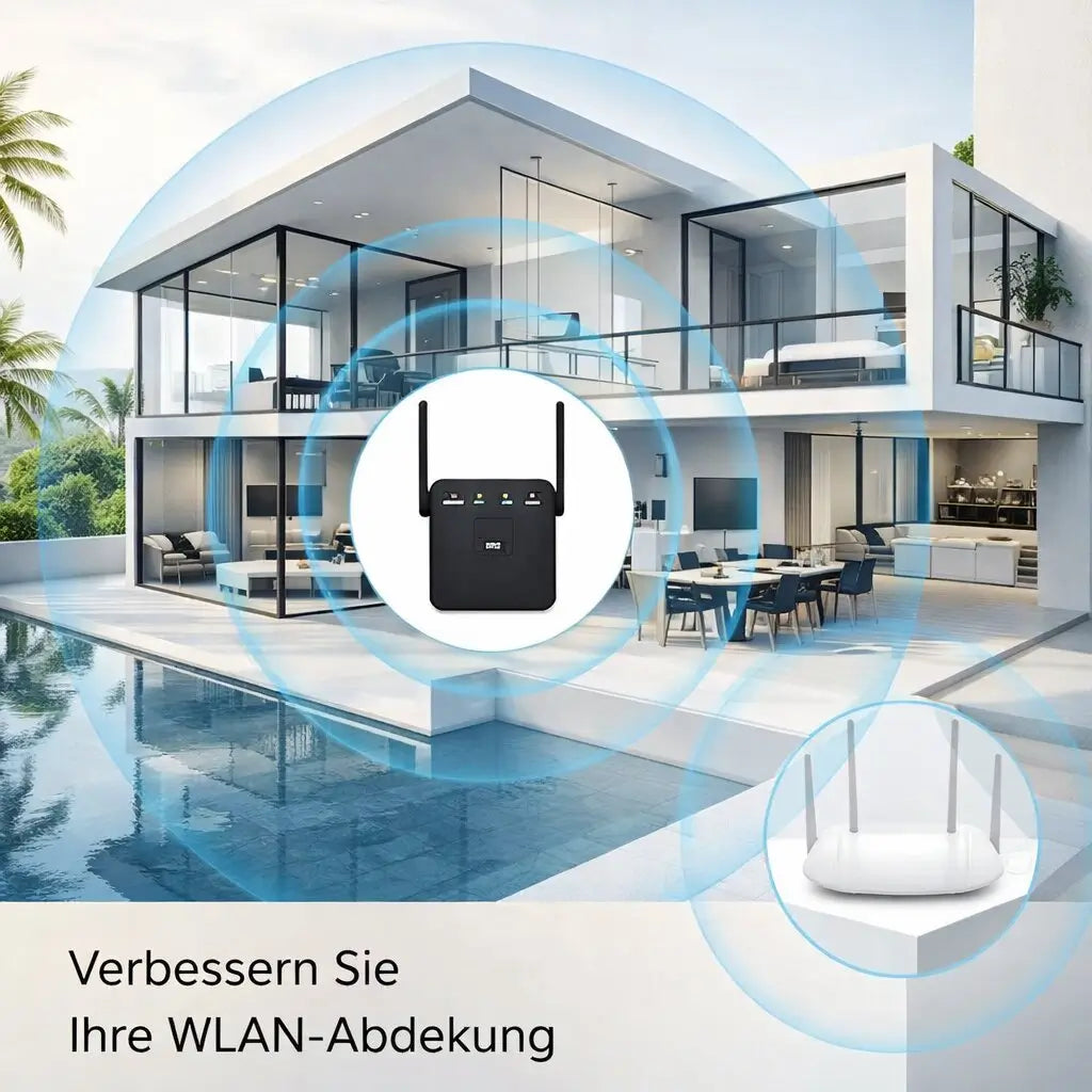 WLAN Verstärker (Repeater) mit starker Signalverstärkung für stabiles Internet im ganzen Zuhause