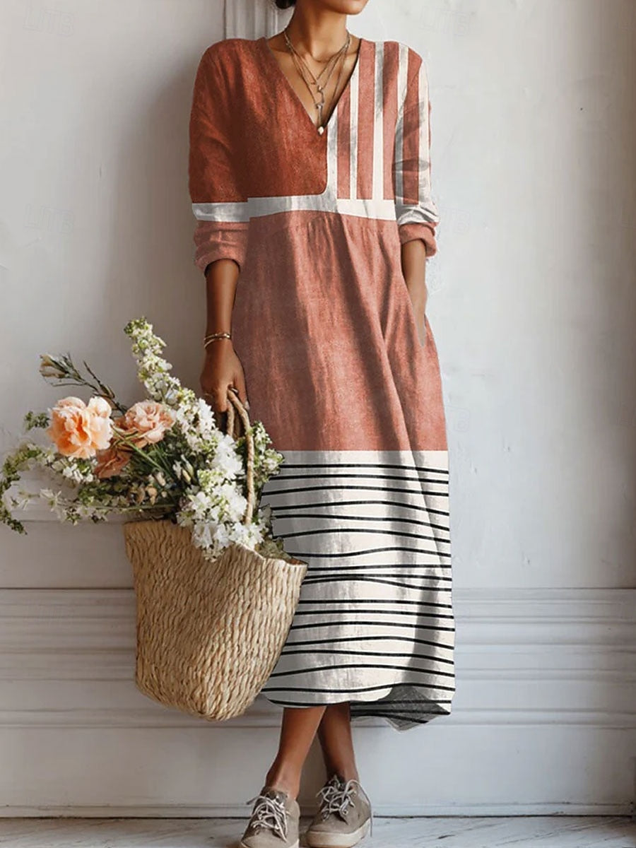 Damenkleid mit praktischen Taschen | Bequemes Alltagskleid aus weichem Stoff | Lockeres Freizeitkleid für jeden Tag knitterfrei