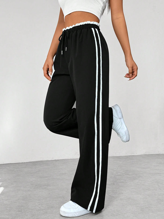 High Waist Jogginghose für Damen | Sportliche Freizeithose mit Seitenstreifen | Bequeme Jogger im Relaxed Fit für Alltag & Sport