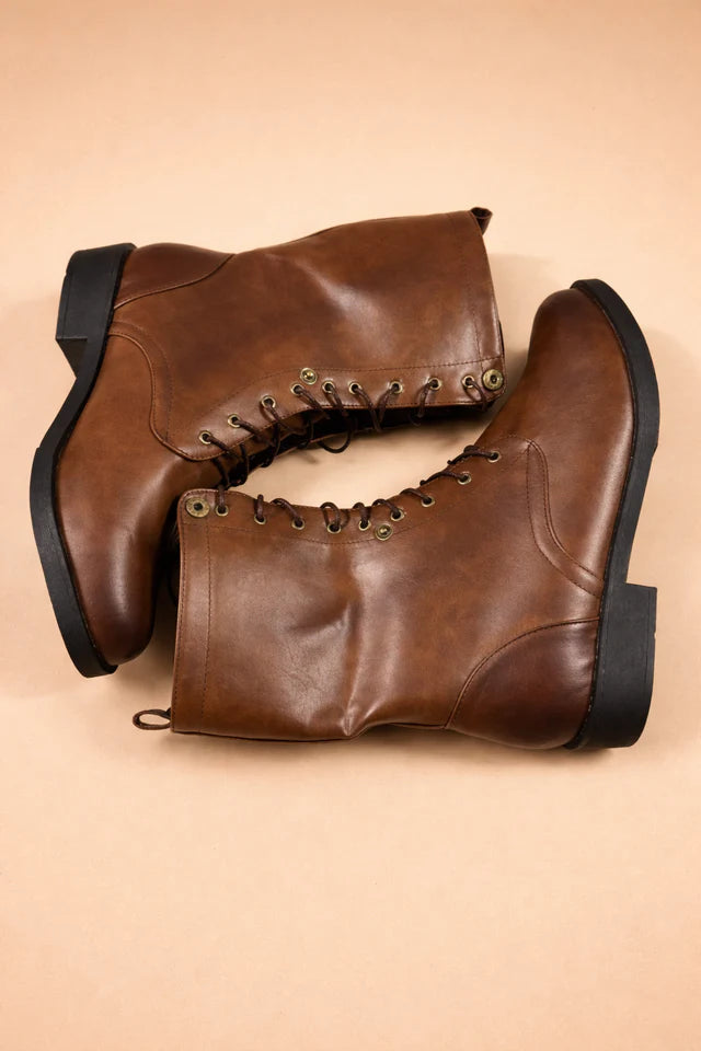 Retro-Schnürstiefel für Damen mit verstellbarer Passform